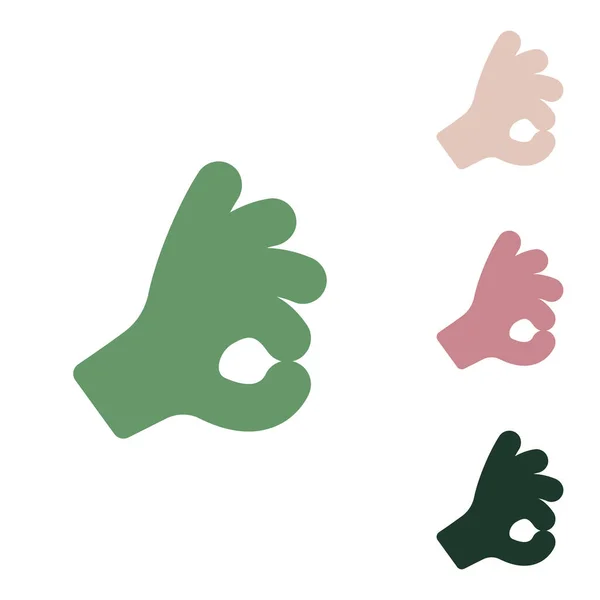 Ладно Значок Руки Русский Зеленый Значок Маленькими Джунглями Зелеными Пушистыми — стоковый вектор