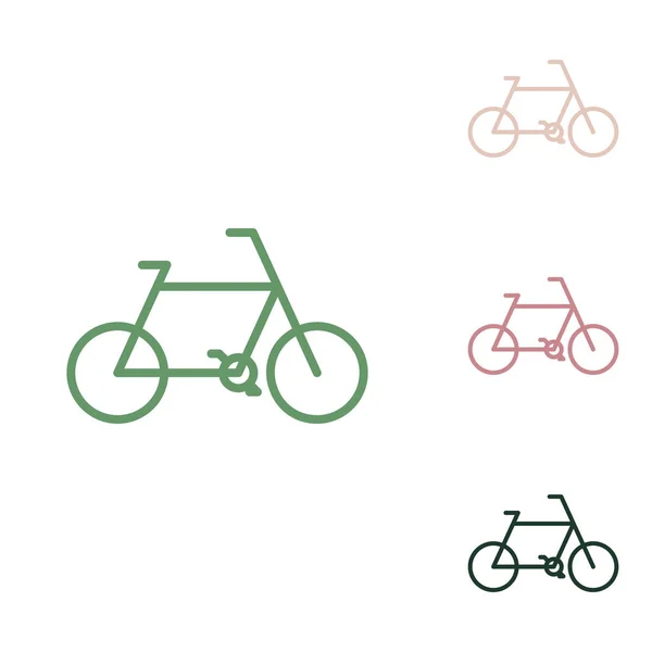 自転車の標識 白い背景に小さなジャングルの緑 置くと砂漠の砂のものとロシアの緑のアイコン — ストックベクタ