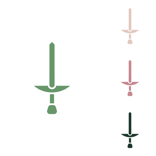 Sinal Espada Simples Ícone Verde Russo Com Pequenas Selva Verde — Vetor de Stock