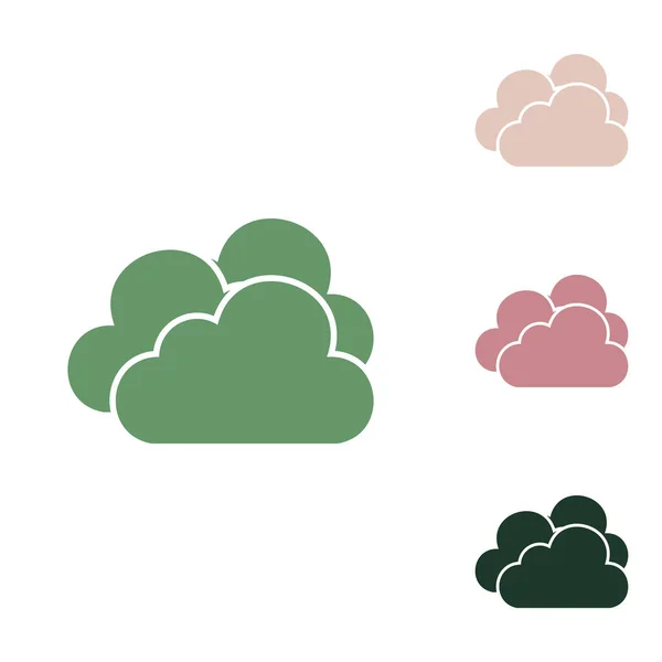 Nube Signo Nublado Icono Verde Ruso Con Pequeños Verdes Selva — Vector de stock