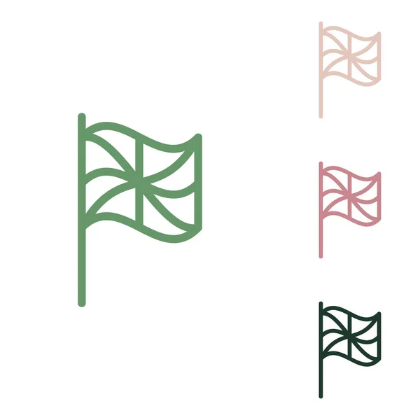 Sinal Bandeira Ícone Verde Russo Com Pequenas Selva Verde Puce — Vetor de Stock