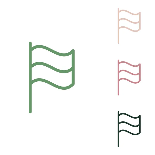 Flaggtecken Ryska Grön Ikon Med Liten Djungel Grön Puce Och — Stock vektor