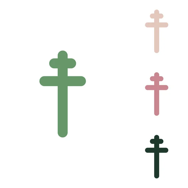 Signo Cruzado Icono Verde Ruso Con Pequeños Verdes Selva Puce — Vector de stock