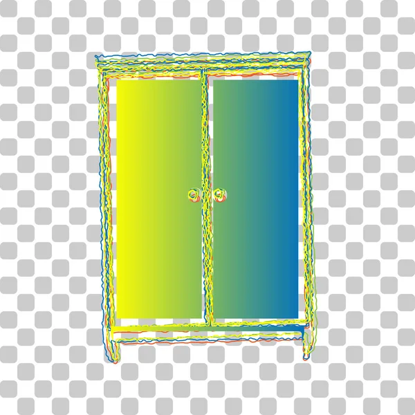 ワードローブのサイン スタイリッシュで透明感のある4つのラフな輪郭を持つ青緑のグラデーションアイコン背景 — ストックベクタ