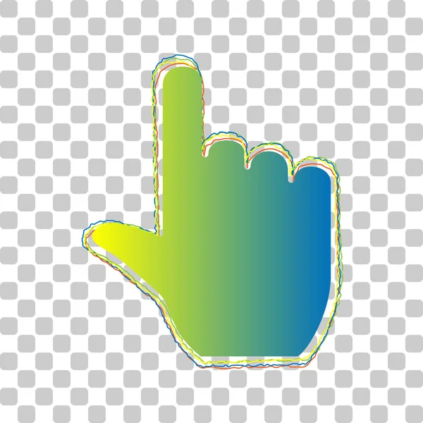 Click Hand Sign Blue Green Gradient Icon Four Roughen Contours — Stock Vector