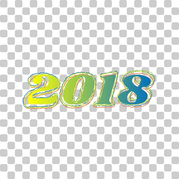2018 Year Illustration Blue Green Gradient Icon Four Roughen Contours — Stock Vector