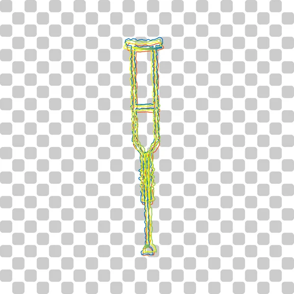 拐杖设备标志 蓝色至绿色渐变图标 在时尚透明的背景上有四个粗糙度接触点 — 图库矢量图片