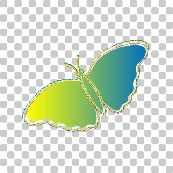 Motýlí Znamení Modrý Zelený Gradient Ikona Čtyřmi Drsnými Obrysy Stylovém — Stockový vektor