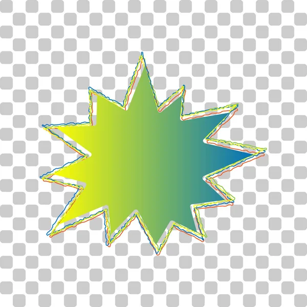 ブームクランチサイン スタイリッシュで透明感のある4つのラフな輪郭を持つ青緑のグラデーションアイコン背景 — ストックベクタ
