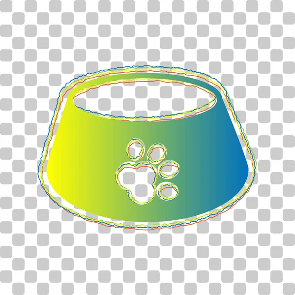 ペットの犬のボウルサイン スタイリッシュで透明感のある4つのラフな輪郭を持つ青緑のグラデーションアイコン背景 — ストックベクタ