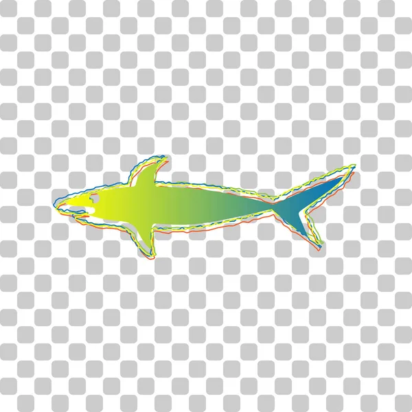 Shark Sign Blue Green Gradient Icon Four Roughen Contours Stylish — Stock Vector