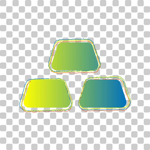 金条标志 蓝色至绿色渐变图标 在时尚透明的背景上有四个粗糙度接触点 — 图库矢量图片
