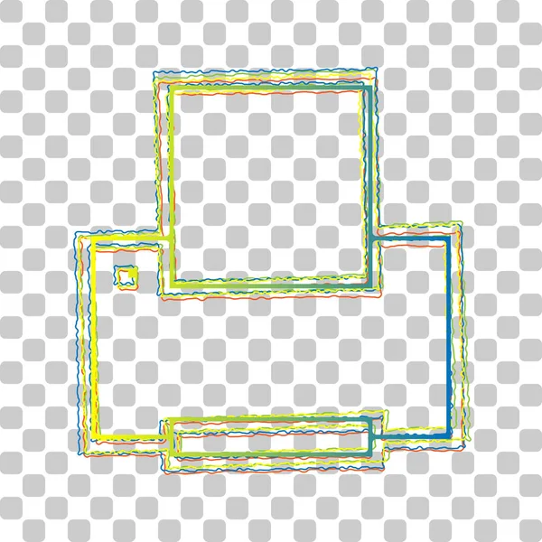 Signe Imprimante Icône Dégradée Bleue Verte Avec Quatre Contours Rugueux — Image vectorielle