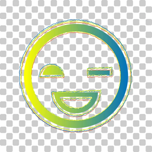 Znak Uśmiechu Niebieska Lub Zielona Ikona Gradientu Czterema Konturami Roughena — Wektor stockowy