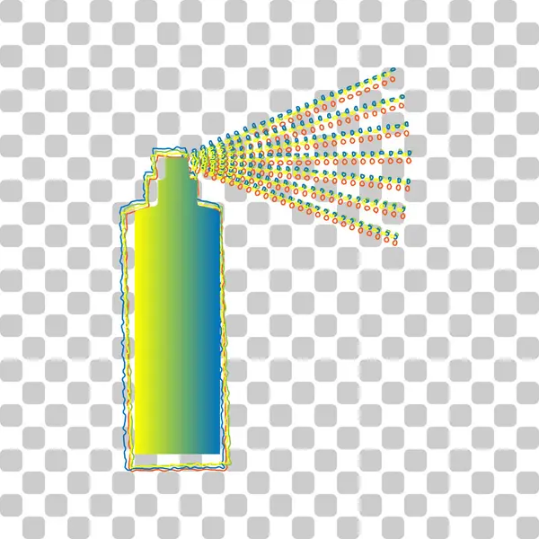 Bottiglia spray segno. Icona a gradiente da blu a verde con quattro curve Roughen su elegante sfondo trasparente. Illustrazione. — Vettoriale Stock
