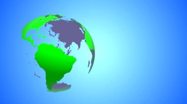 Earth dünyanın yeşil renk şeffaf okyanuslar ve iç organlar ile renkli bir degrade arka plan karesinde sol kısmında kendi ekseni etrafında döner. Rotasyon ilmekledi.