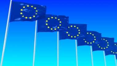 Bayrak Avrupa Birliği bayrakları ile mavi bir arka plan üzerinde film yakın çekim ana unsuru karşı hareket dizi Avusturya'da devletin sembolüdür.