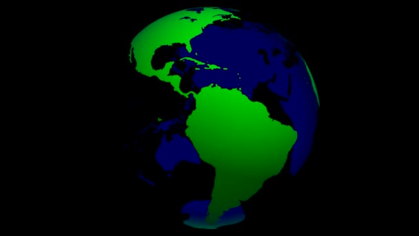Globo Terrestre Verde Com Oceanos Transparentes Entranhas Orbita Seu Eixo — Vídeo de Stock