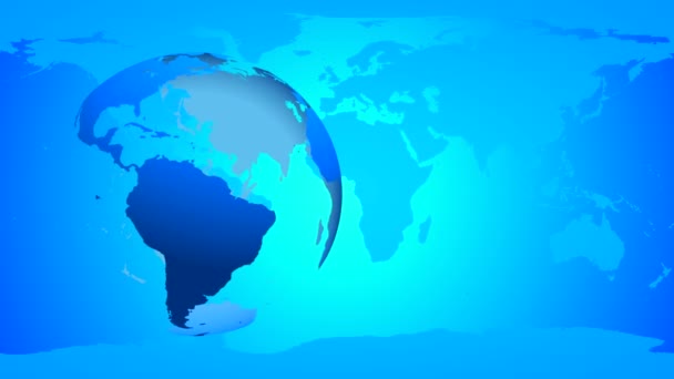 Globo Tierra Azul Con Océanos Transparentes Entrañas Gira Alrededor Eje — Vídeos de Stock
