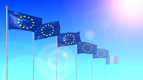 Flag State France Member European Union Developing Wind Sun Glare — Stock Video