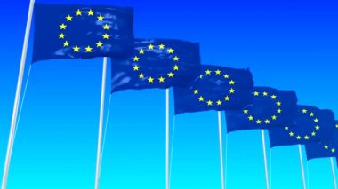 Bayrak Letonya Devlet bayrakları film yakın çekim mavi bir arka plan üzerinde ana unsuru karşı bir hareket ile Avrupa Birliği arasında bir semboldür.