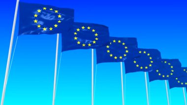 Bayrak Avrupa Birliği bayrakları ile mavi bir arka plan üzerinde film yakın çekim ana unsuru doğru bir hareket dizi Malta'da devlet bir sembolüdür.