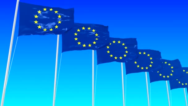 Bandera Símbolo Del Estado Eslovenia Entre Las Banderas Unión Europea — Vídeo de stock