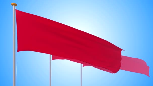 Bandeira Forma Não Padrão Vermelho Alongado Desenvolve Vento Renderização Vídeo — Vídeo de Stock