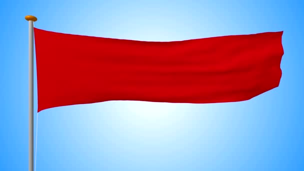 Σημαία Της Τυποποιημένη Μορφή Επίμηκες Κόκκινο Αναπτύσσεται Στον Άνεμο Απόδοση — Αρχείο Βίντεο