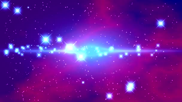 Spazio Con Stelle Lampeggianti Luminose Una Nebulosa Blu Viola Uno — Video Stock