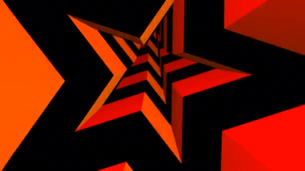 这一运动被环绕在一个虚拟的三维空间隧道里 有星形的黑色和红色的曲折 — 图库视频影像
