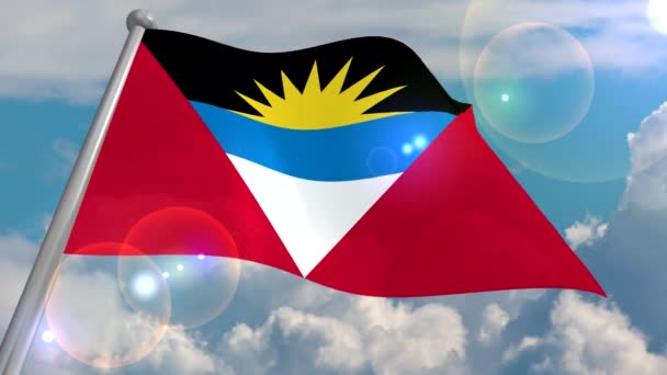 Vlag Van Het Braziliaanse Deelstaat Antiqua Barbuda Ontwikkelt Wind Tegen — Stockvideo