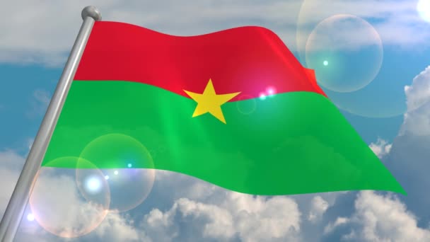 Burkina Faso Állami Zászló Alakul Szél Ellen Kék Cumulus Felhők — Stock videók