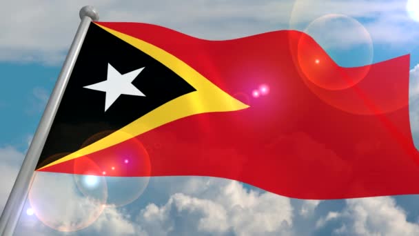 Vlag Van Staat Van Oost Timor Zich Ontwikkelt Wind Tegen — Stockvideo