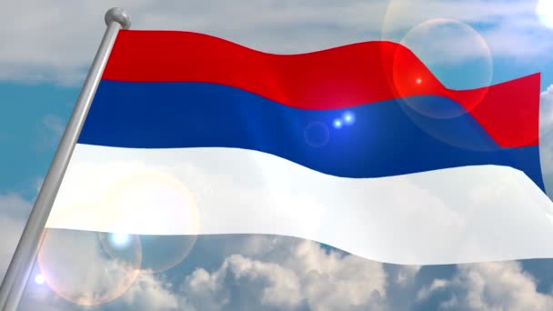 Vlag Van Republiek Van Servische Staat Vlag Het Ontwikkelen Wind — Stockvideo