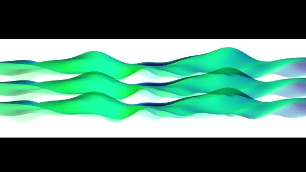 Три Ленты Волнами Горизонтально Параллельно Многоцветном Фоне Полосами Секторами Получения — стоковое видео