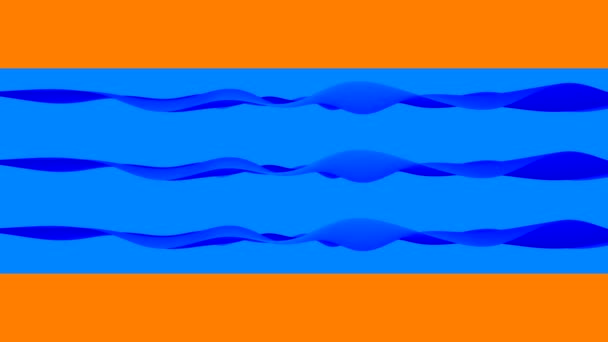 波のある3つのリボンを水平方向に ストライプとセクターの多色の背景に平行して追加情報 — ストック動画