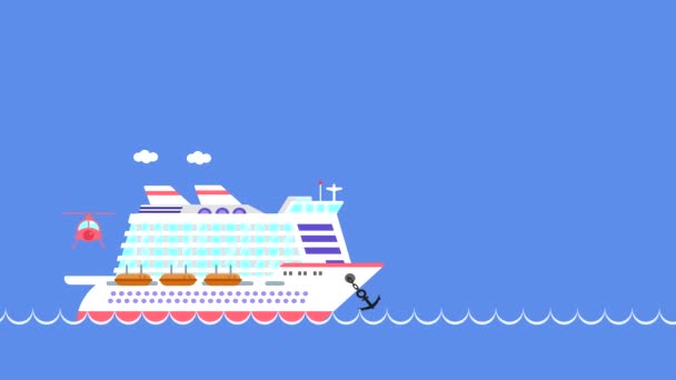 Bateau Croisière Naviguant Sur Mer Animation Boucle Navire Dans Océan — Video