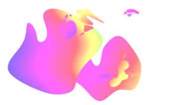 Grafik geometrik elementler ve şekillerle soyut animasyon arkaplanı. Şekillerin değişken dalgalı dönüşleri ve eğimli dolguları. Döngülü video.