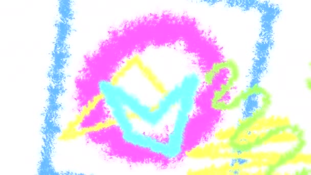 Desenhos Animados Looped Abstrato Desenhos Multicoloridos Com Linhas Espirais Círculos — Vídeo de Stock
