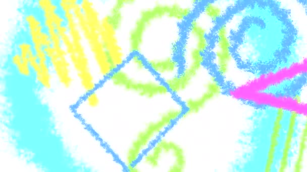 Çizgileri Spiralleri Daireleri Olan Çok Renkli Çizimlerden Oluşan Soyut Bir — Stok video