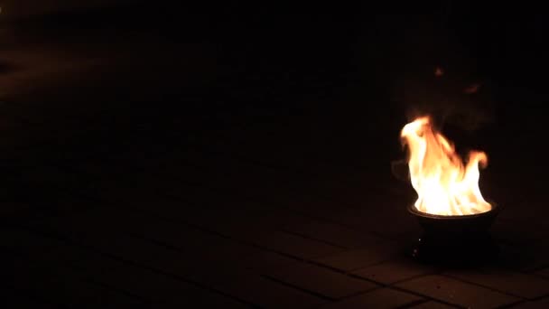 Feuer brennt auf dem Boden — Stockvideo