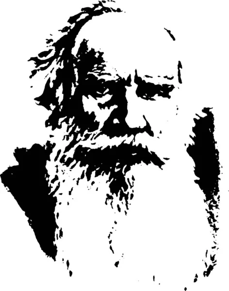 Leão Tolstoi Retrato Vetor —  Vetores de Stock