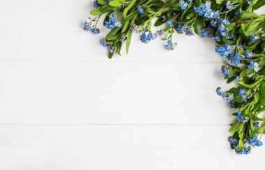 Beyaz ahşap zemin üzerinde korun çiçekler