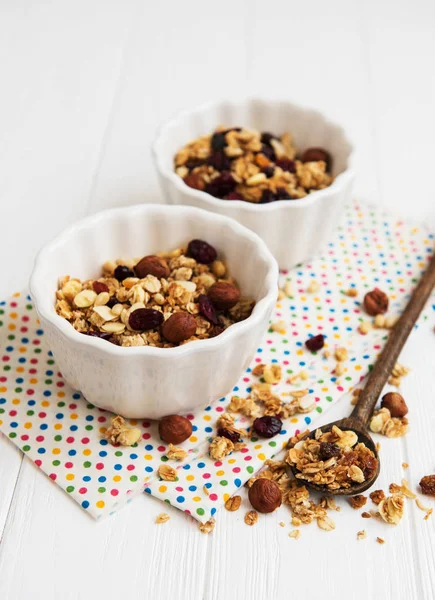 Homemade Granola Dried Fruits Nuts Table — Stock Photo, Image