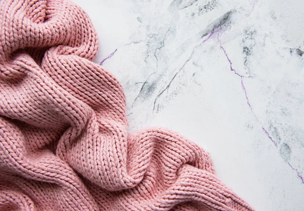 Pink Knited Sweater Marble Background — Stock Photo, Image