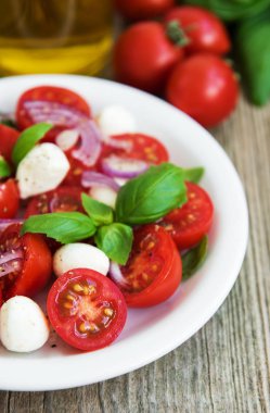 Kiraz domates ve mozzarella ile İtalyan caprese salatası