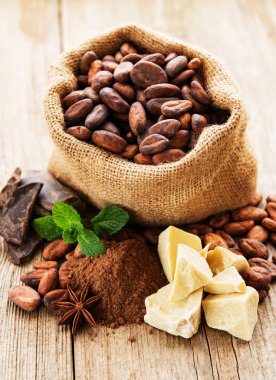 Kakao çekirdekleri, tereyağı ve çikolata