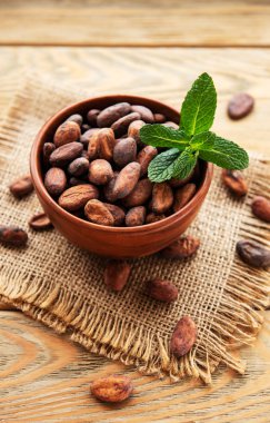 Kakao çekirdekleri ile kase 