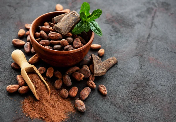 Cocoa beans and powder — Stock Photo, Image